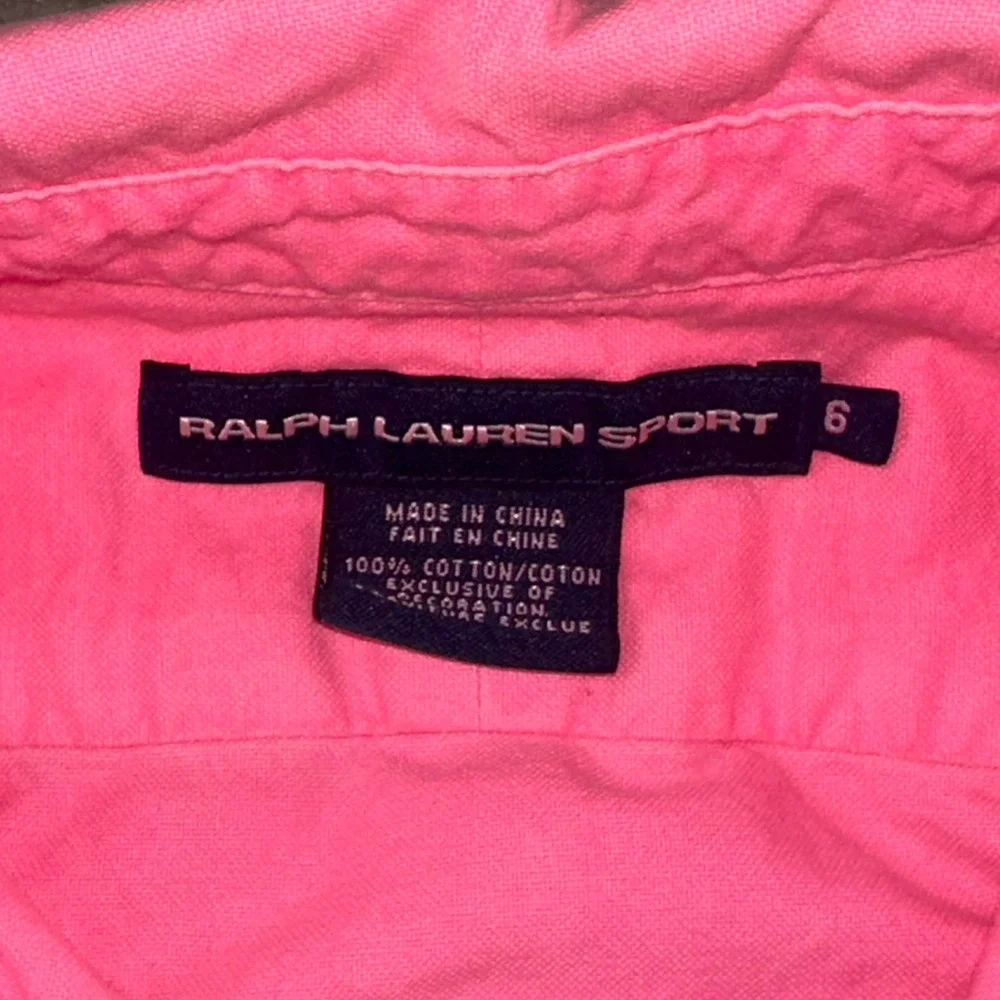 Ralph Lauren Sport Womens Neon Pink Cotton Oxford Button Down Shirt Size 6